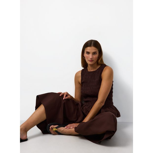 Buy Brown Poplin Shirred Sleeveless Co-ord Top 22 | Tops | Tu | Tu Clothing