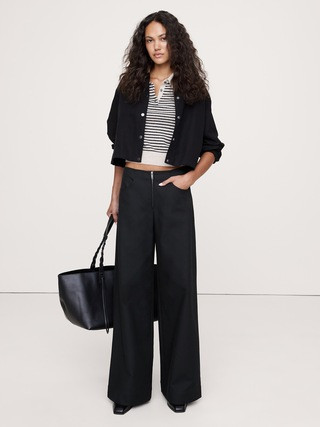 Mid-Rise Wide Leg Zip-Front Pant | Banana Republic (US)