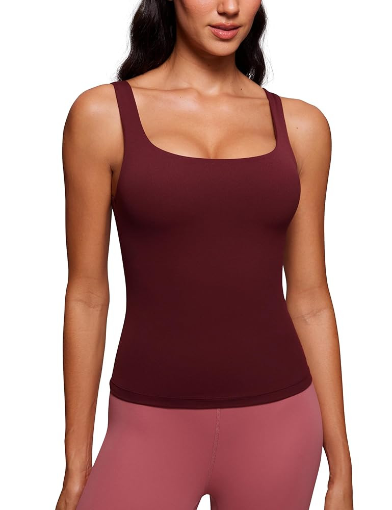 CRZ YOGA Butterluxe Workout Tank Tops for Women U Neck Padded Crop Tops Athletic Camisole Tops wi... | Amazon (US)