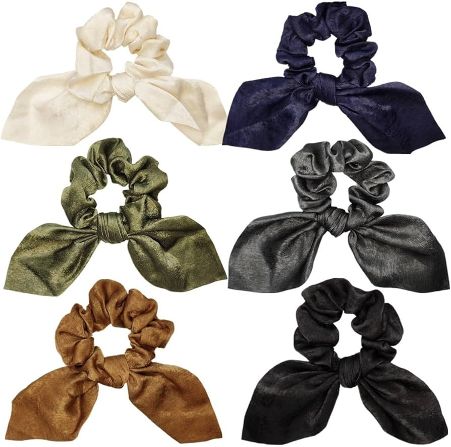 6 Pcs Silk Scrunchies and Hair Accessories - Hair Ties, Bands, Bows, Ropes, Elastics, Bracelets, ... | Amazon (US)