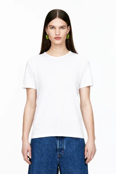 Linen-Blend T-Shirt – White – Women – ARKET GB | Arket UK