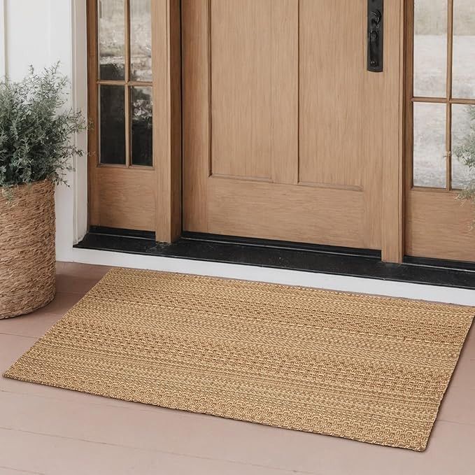 Front Door Mat Outside Entrance, 27.5"x43" Front Porch Rug, Light Taupe Brown Area Rug for Front ... | Amazon (US)