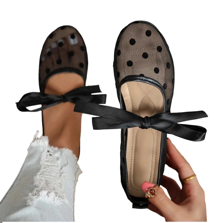 Wensltd Women Shoes Spring Fall Square Toe Flats Lace Design Mesh Upper Cutout Style Shoes Dressy... | Walmart (US)