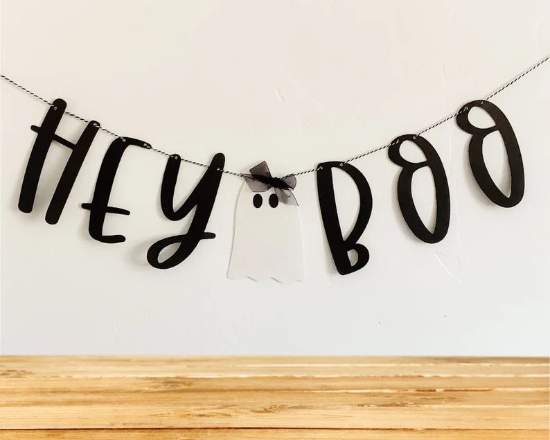 Cute Hey Boo Halloween Banner with Glittery Ghost | Etsy | Etsy (US)