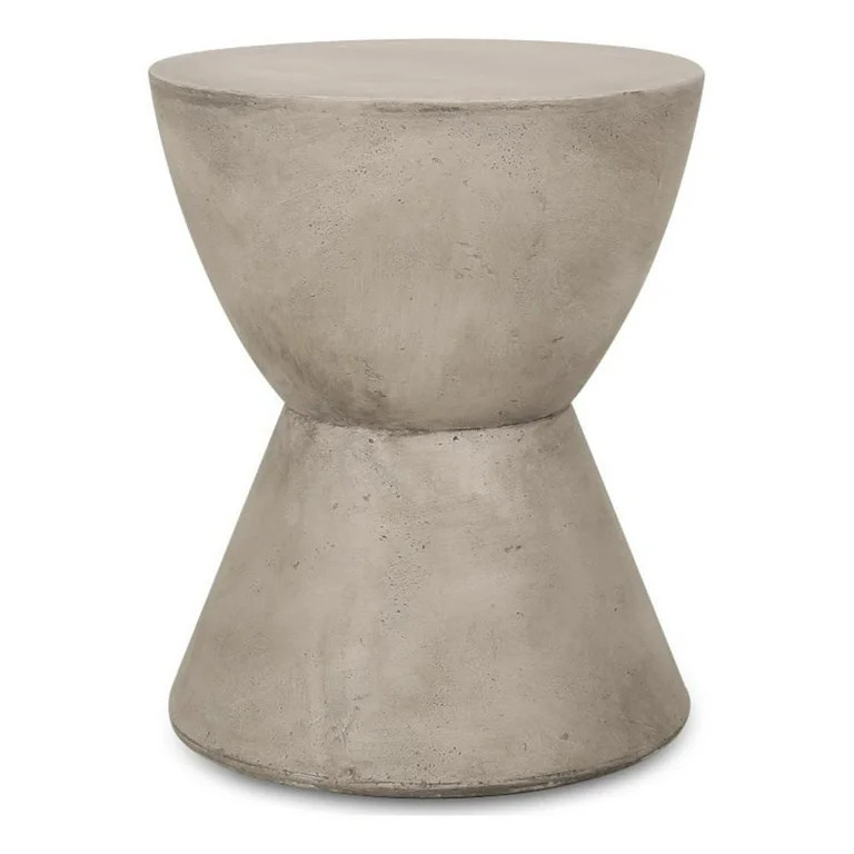 Afuera Living Outdoor Hourglass Concrete Stone Side Table in Light Gray | Walmart (US)