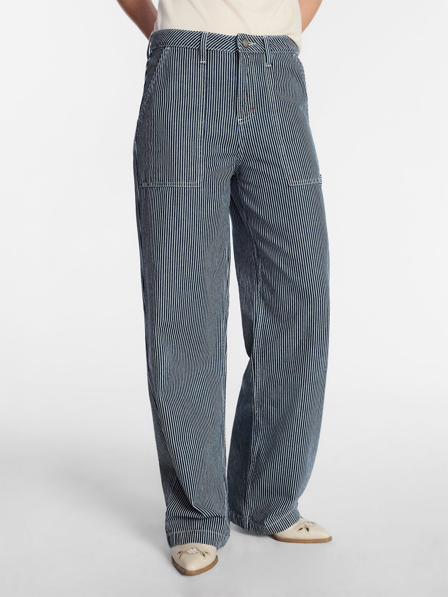 Kacey Lee Women's Mid Rise Loose Carpenter Jeans, Sizes 0-18 | Walmart (US)