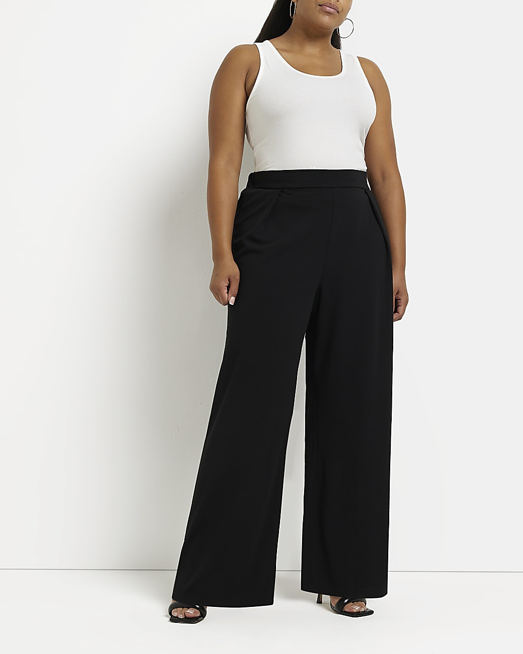 River Island Womens Plus black wide leg pants | River Island (US)