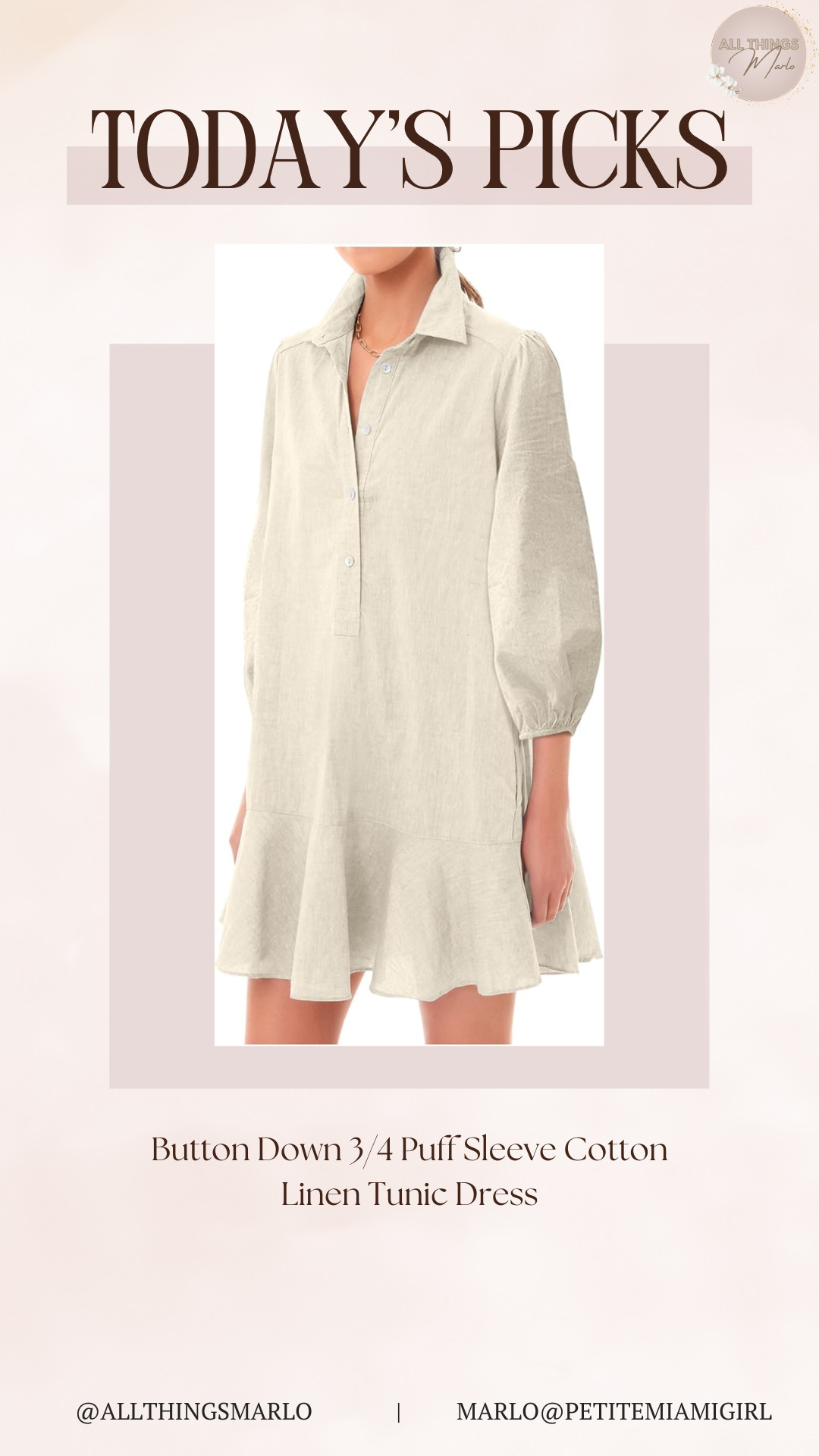 Button Down 3/4 Puff Sleeve Cotton Linen Tunic Dress 

 #LTKSeasonal #LTKFindsUnder50 #LTKStyleTip