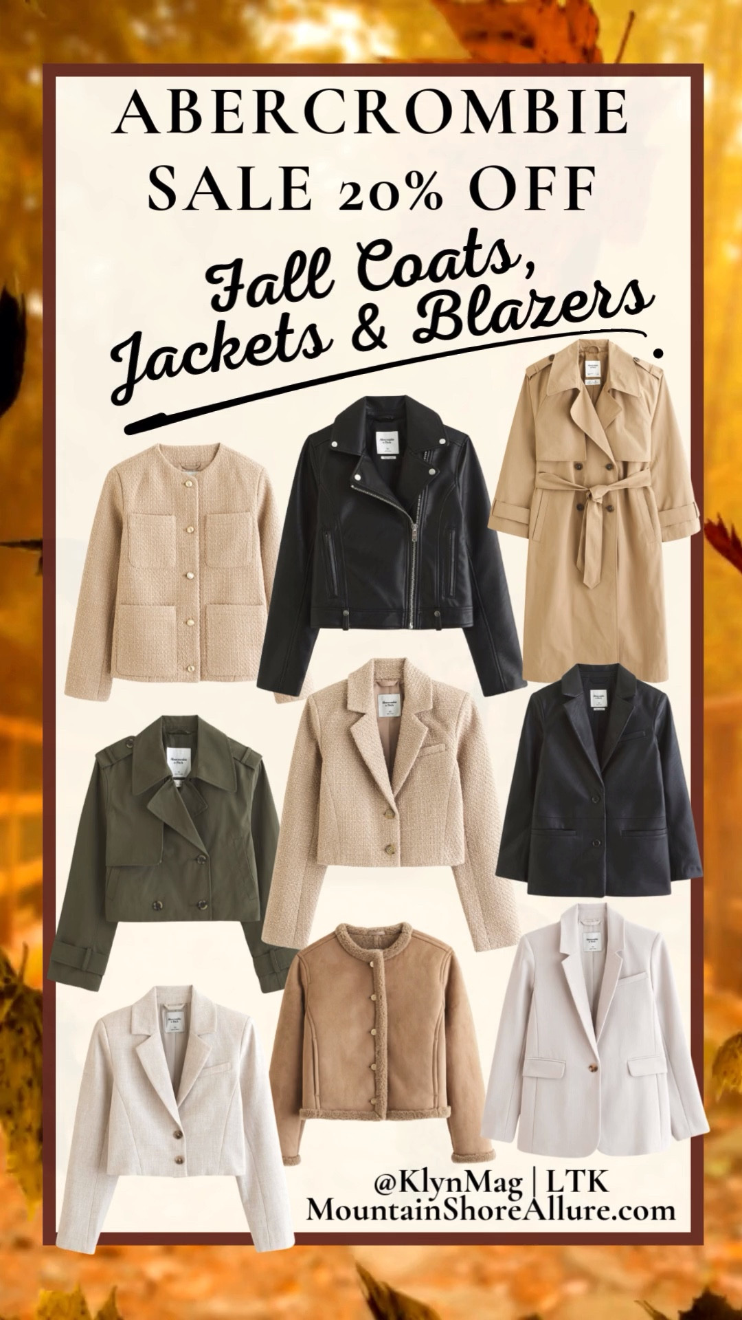 Stay warm and stylish with Abercrombie coats, jackets, and blazers on sale now! Shop up to 20% off fall outerwear essentials, from cropped tweed blazers to chic trench coats and vegan leather moto jackets. Perfect for layering all season long. Don’t miss these deals! #AbercrombieOuterwear #FallCoats #Blazers 

#LTKFallSale #LTKSaleAlert #LTKVideo