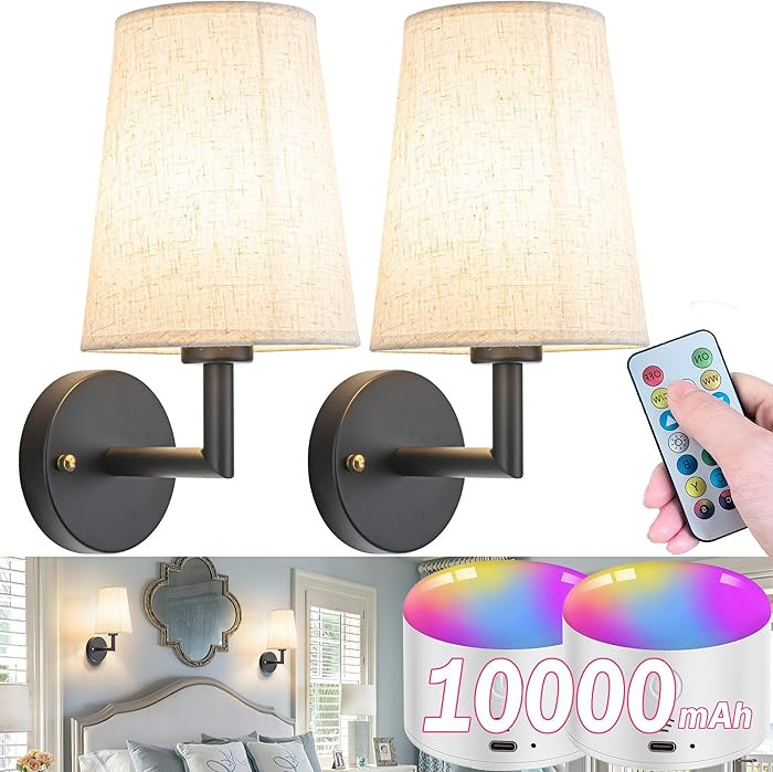 Wall Sconce Battery Operated Wall Light Fixure with Remote Control, Dimmable Battery Operated Wal... | Amazon (US)