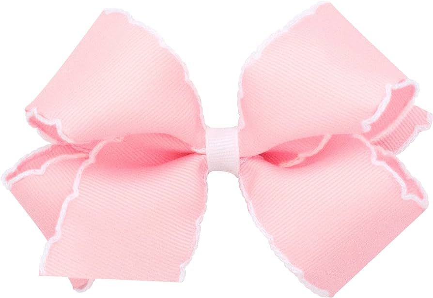 Wee Ones Girls' Classic Moonstitch Hair Bows on a WeeStay Clip with Plain Wrap, Medium, Contrasti... | Amazon (US)
