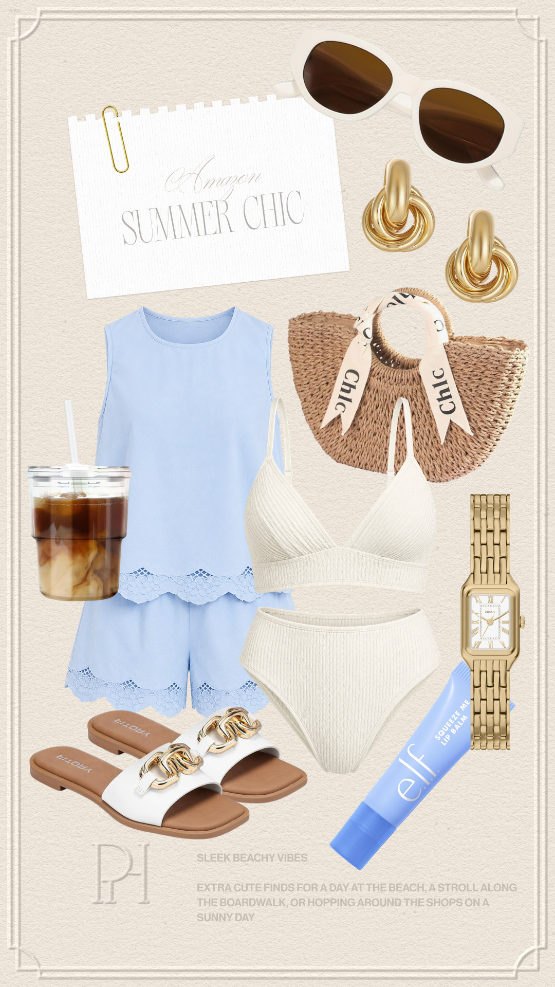 Amazon finds the chicest summer look!

blue matching set, summer set, white sunglasses, gold earrings, glass tumbler, iced coffee tumbler, white sandals, summer sandals, summer shoes, summer footwear, gold watch, lip balm, lip gloss, summer fashion, summer style, summer looks, summer outfit, white bikini, swimwear, swimsuit, bathing suit 

 #LTKootd #LTKSwim #LTKTravel