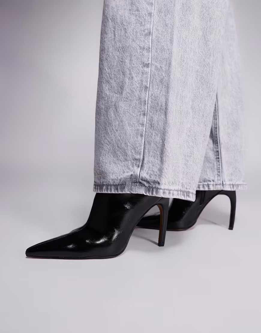 ASOS DESIGN Ebony extreme point high heeled ankle boots in black | ASOS (Global)