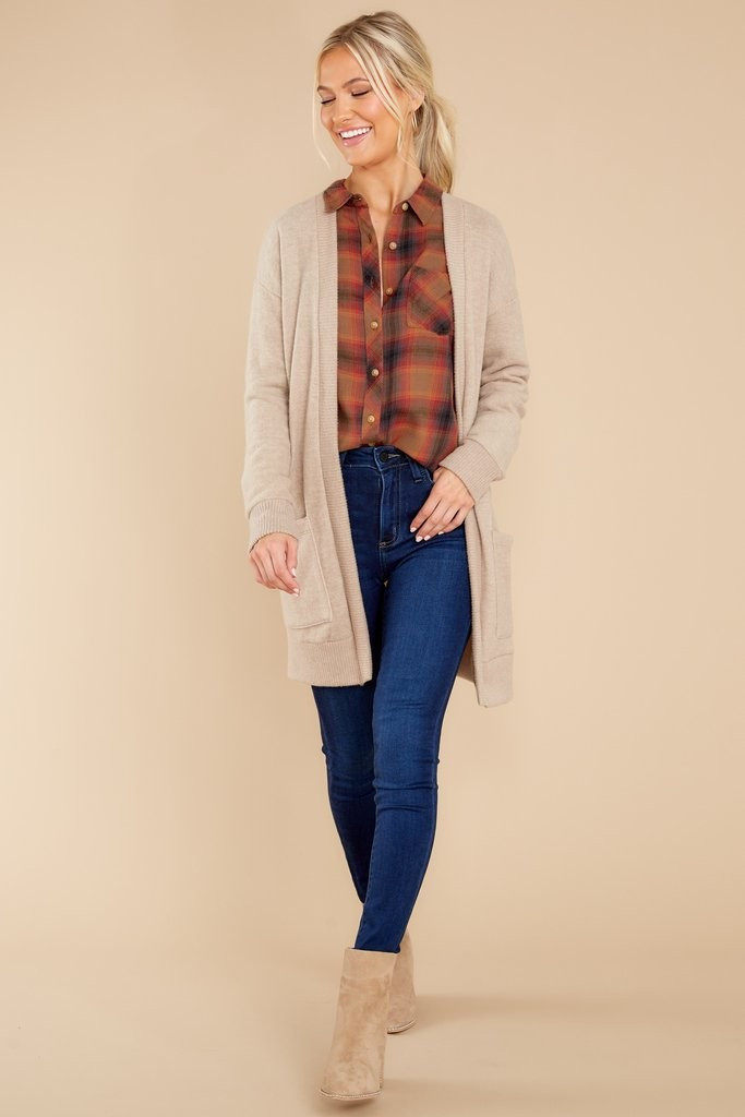 A Second Thought Taupe Cardigan | Red Dress 