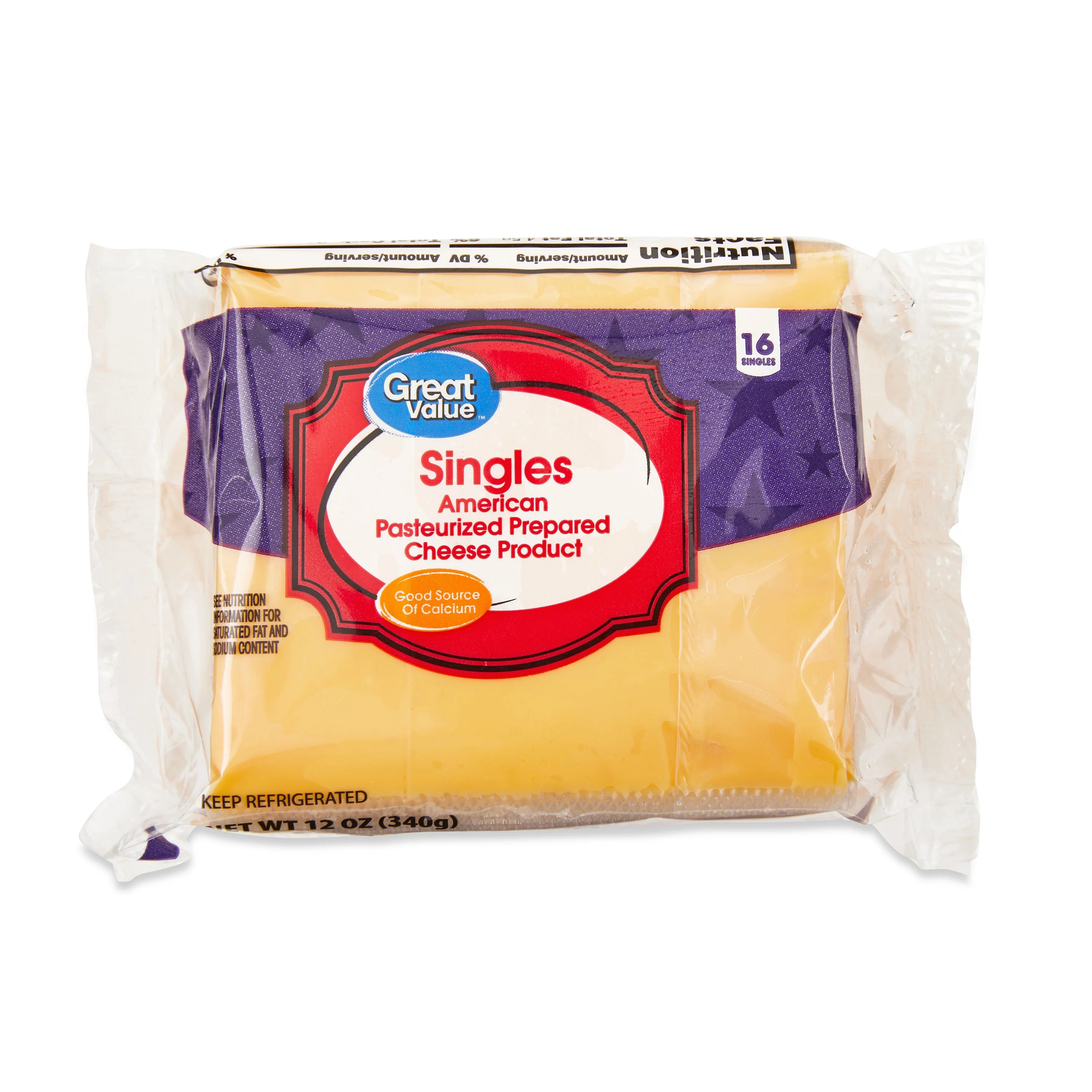 Great Value Individually Plastic Wrapped Singles American Cheese Product, 12 oz Package, 16 Slice... | Walmart (US)