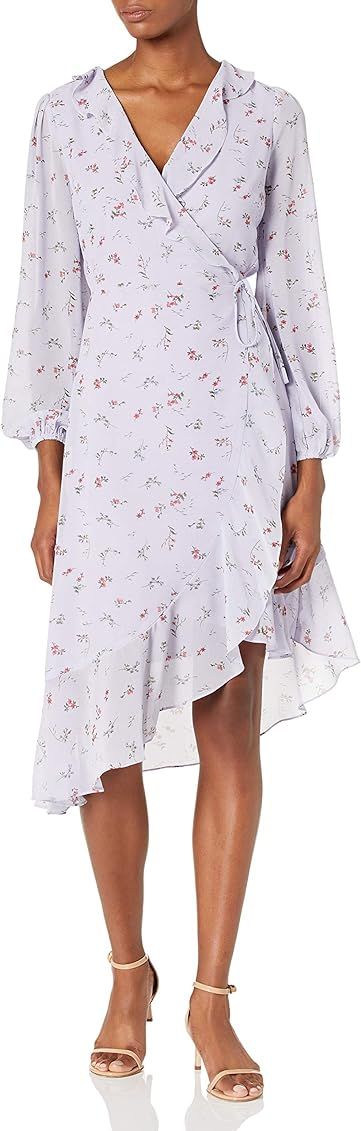 Sugar Lips Women's Asymmetric Ruffle Floral Wrap Midi Dress | Amazon (US)