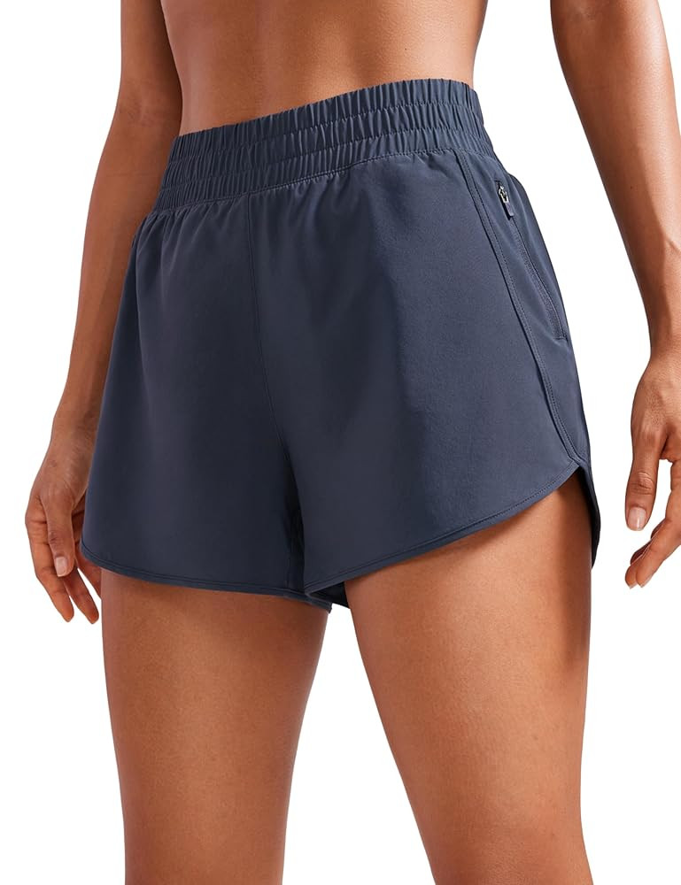 CRZ YOGA Womens High Waisted Running Shorts Mesh Liner 3'' Dolphin Quick Dry for Athletic Gym Tra... | Amazon (US)