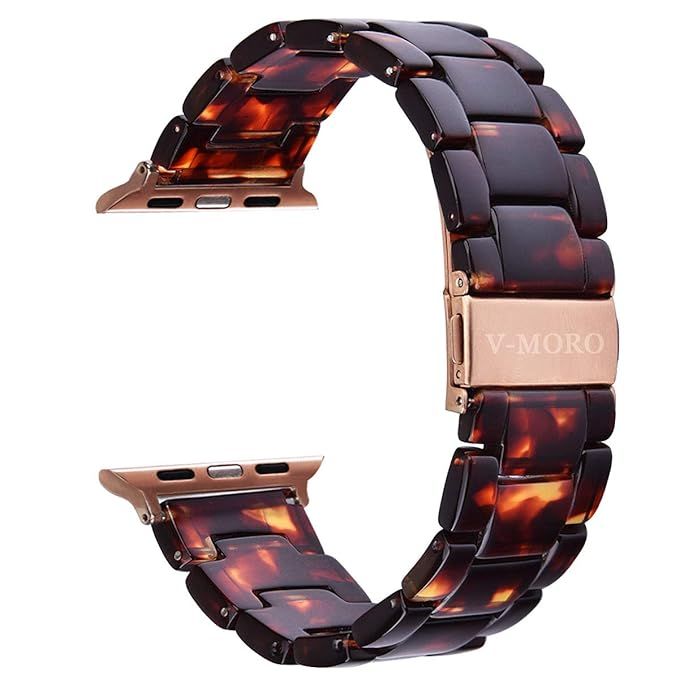 V-MORO Resin Strap Compatible with iWatch Band 38mm 40mm Series 4/3/2/1 Women Men with Stainless ... | Amazon (US)