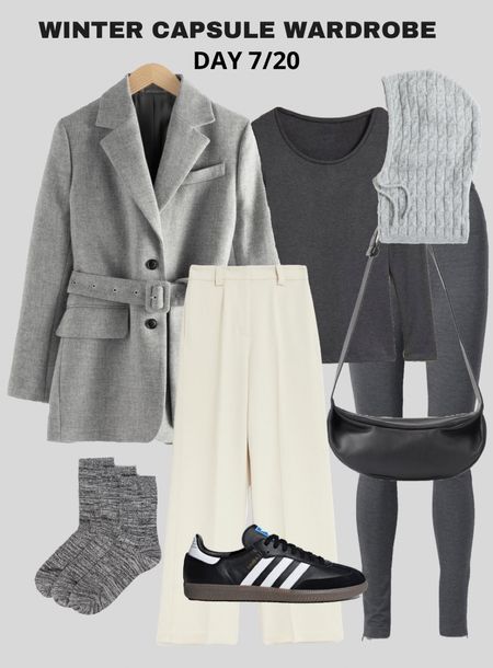 Grey tonal outfit for winter - capsule wardrobe styling day 7 #grey #tonal #blazer #balaclava #thermals 

#LTKFind #LTKSeasonal #LTKshoecrush