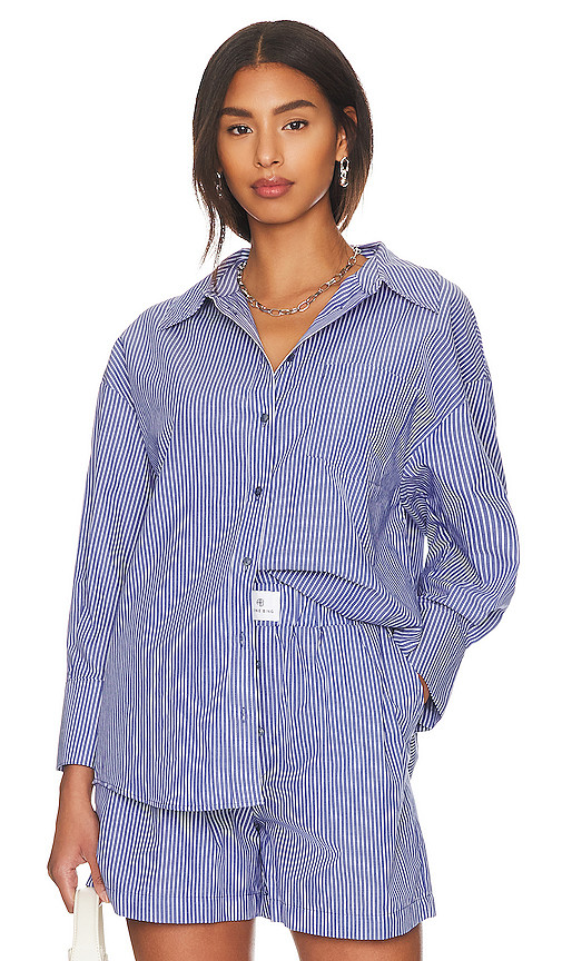 Mika Shirt in Blue & White Stripe | Revolve Clothing (Global)