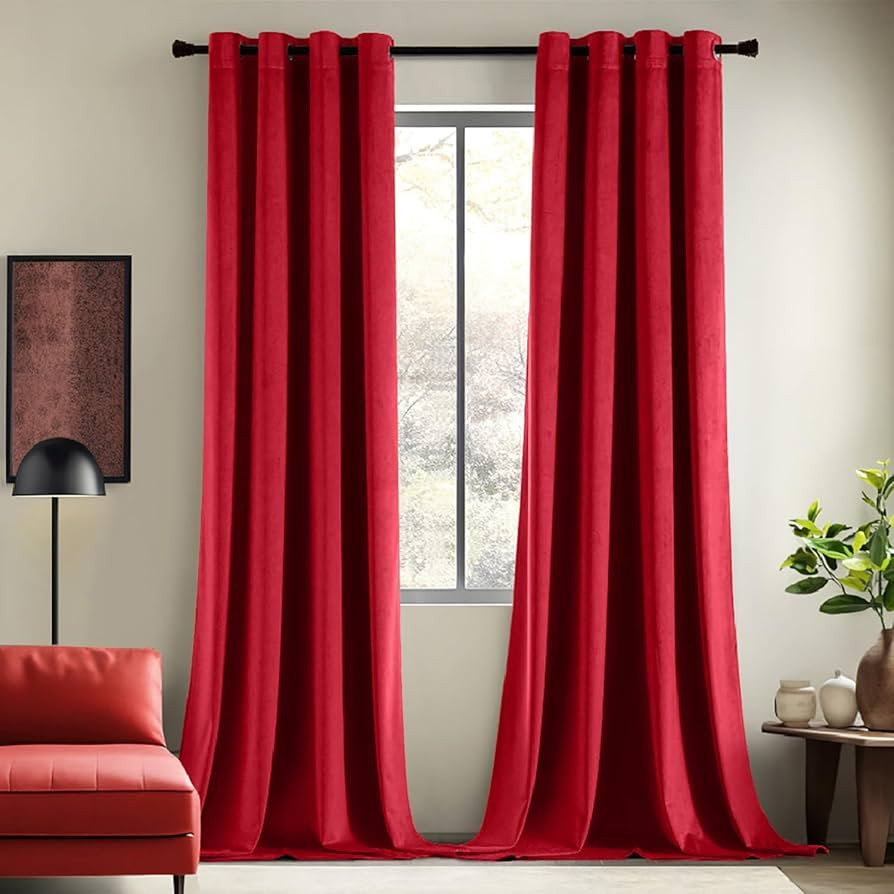 EMEMA 108 Inch Christmas Velvet Curtains for Living Room Grommet Thermal Insulated Room Darkening... | Amazon (US)