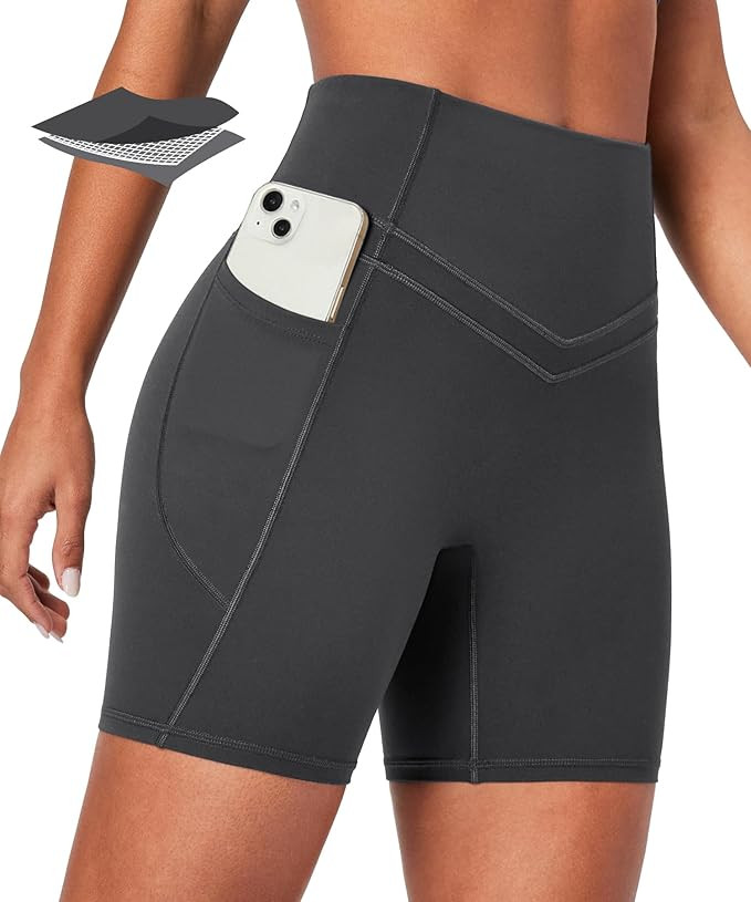 IUGA Tummy Control Biker Shorts Women with Pockets Workout Gym Shorts High Waisted Yoga Running C... | Amazon (US)