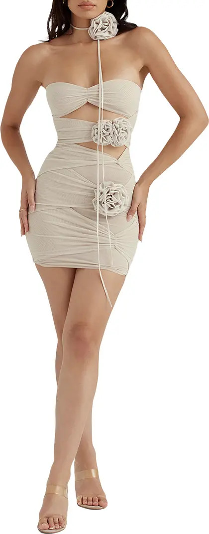 Caterina Floral Embellished Cutout Minidress | Nordstrom