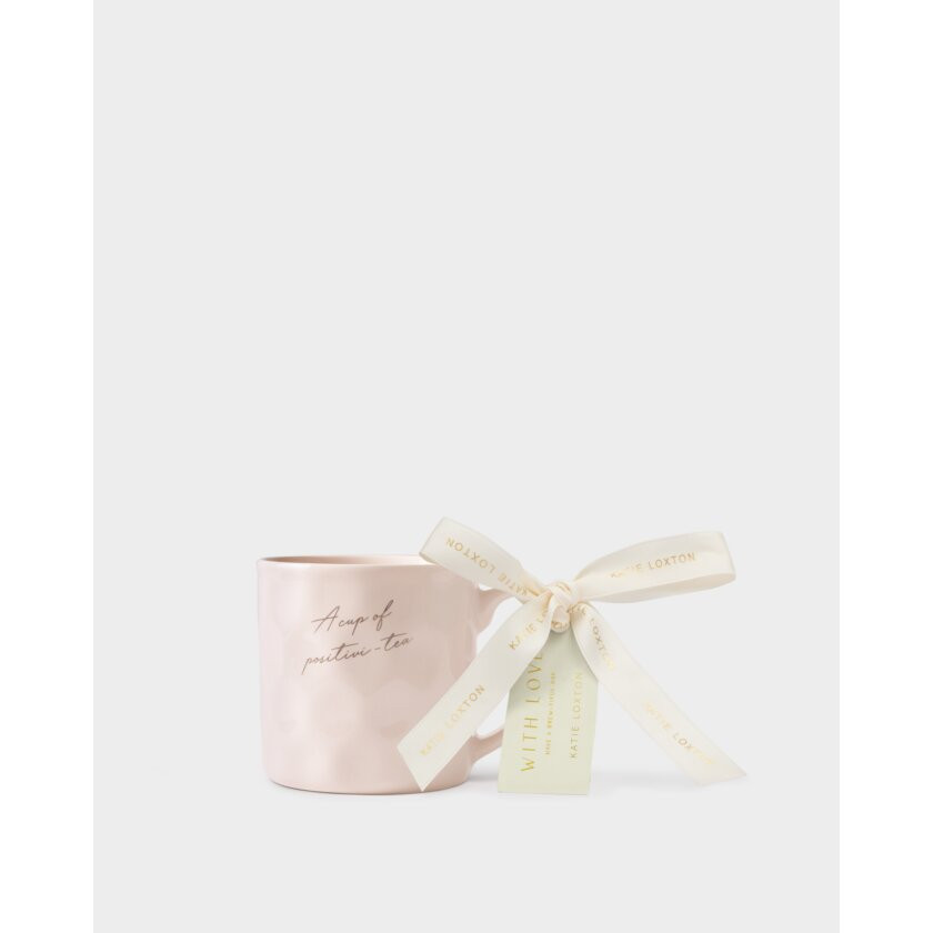Gift Bow Mug 'A Cup of Positivi-Tea' in Light Pink | Katie Loxton Ltd. (UK)