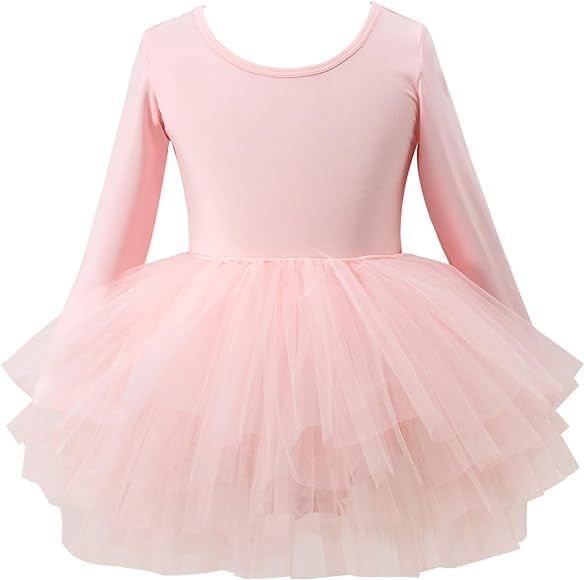 KARETT Long Sleeve Tutu Dresses for Toddler Girls Dance Ballet Leotards Little Girls Ballerina Costume Outfits | Amazon (US)