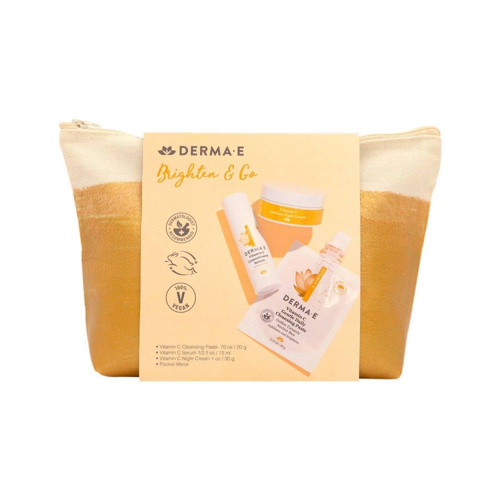 DERMA E Brighten and Go Skincare Gift Set - Gold Bag - 2.2oz/3pc | Target