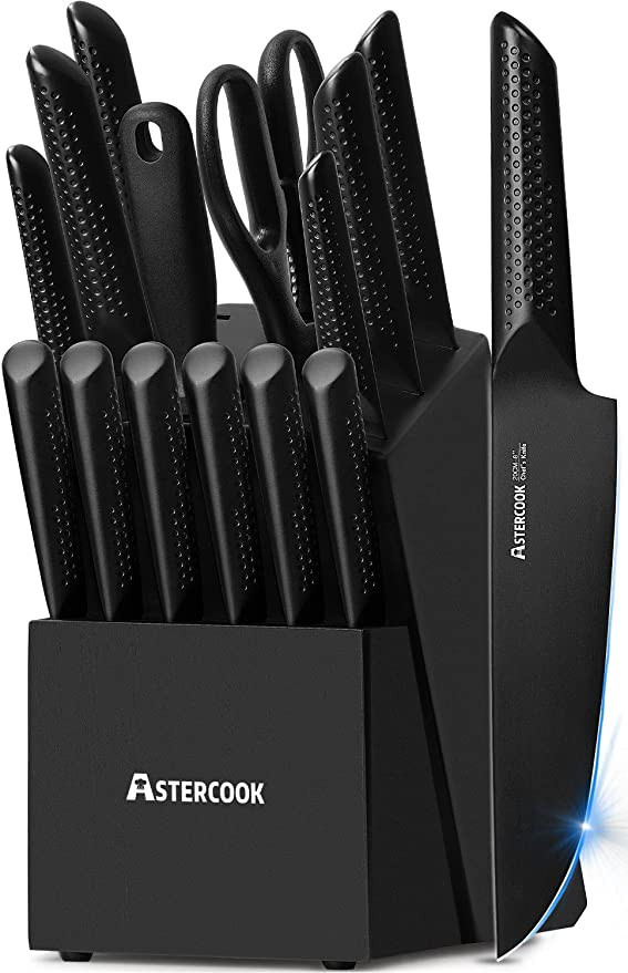 Amazon.com: Knife Set, 15 Pieces Chef Knife Set with Block for Kitchen, German Stainless Steel Kn... | Amazon (US)