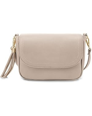 EVVE Small Crossbody Bags for Women Trendy Flap Saddle Purses with Tassel Vegan leather Shoulder ... | Amazon (US)