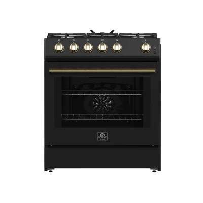Leonardo Espresso 30" Gas Range, 5 Burners, 39 500 BTU, 5 cu.ft. Convection Oven | Wayfair North America