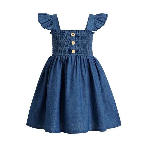 Happy Town Toddler Girl Summer Dress Ruffle Sleeveless Button Down Dress for Little Girl Dress Su... | Walmart (US)