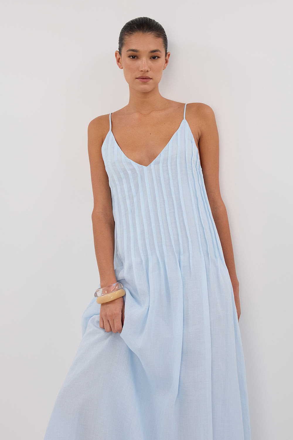 TAHLIA CORNFLOWER RAMIE MAXI DRESS | DISSH