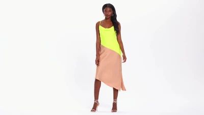 Women's Two-Tone Slip Dress - CUSHNIE for Target (Regular & Plus) Lime Green/Tan | Target