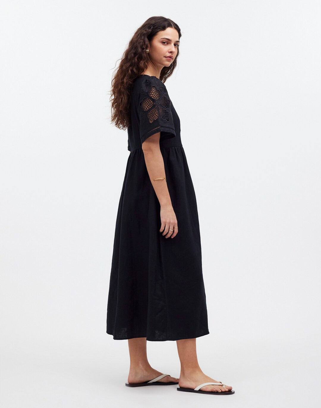 Cassie Button-Front Midi Dress in Embroidered Linen | Madewell