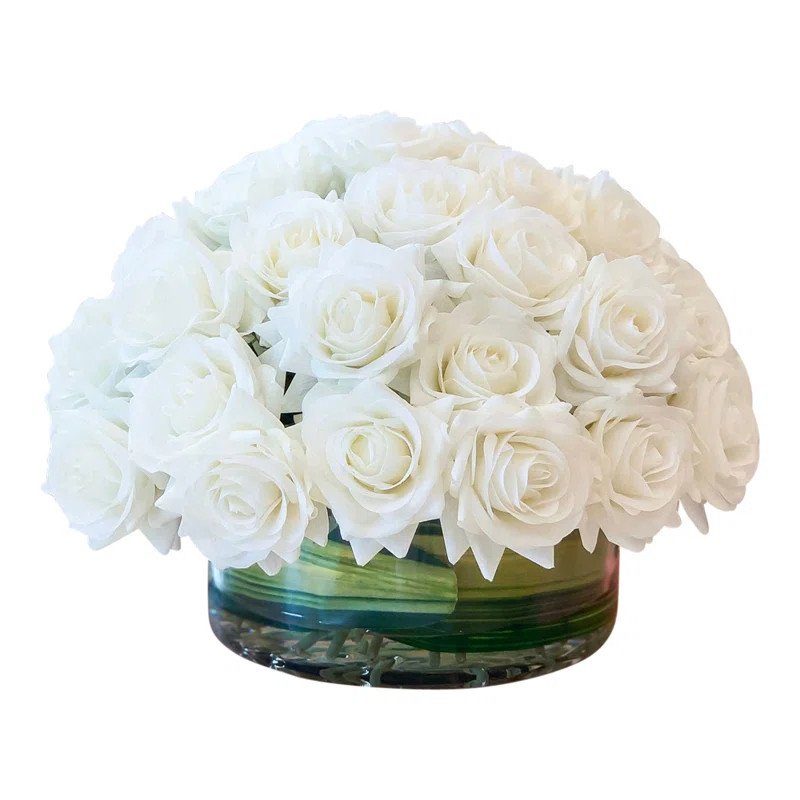 Real Touch Rose Arrangement In Glass Vase | Wayfair North America