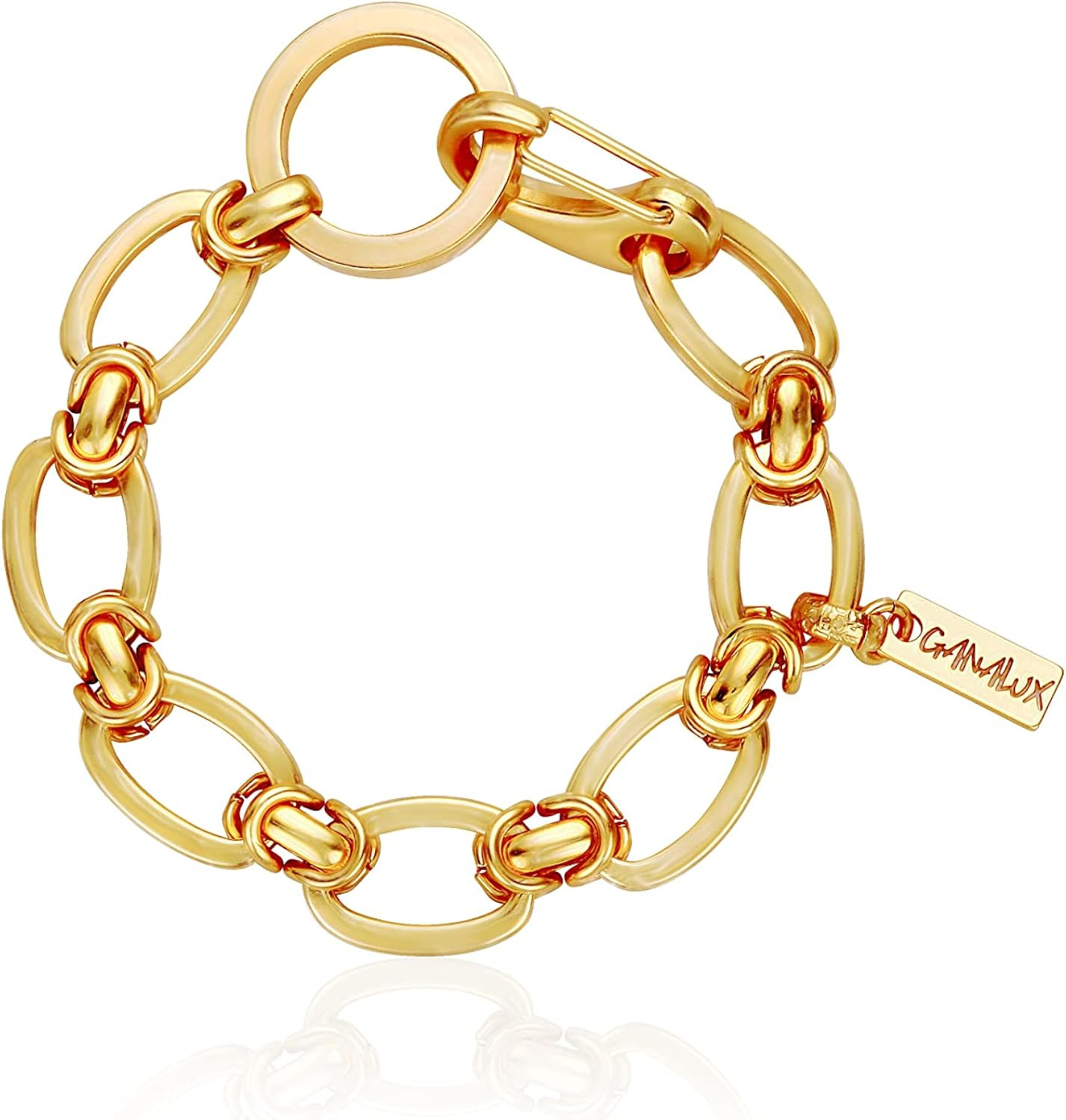 GANALUX 18K Gold Plated Curb Chain Bracelet for Women, Bold Chunky Jewelry Made in Korea | Amazon (US)