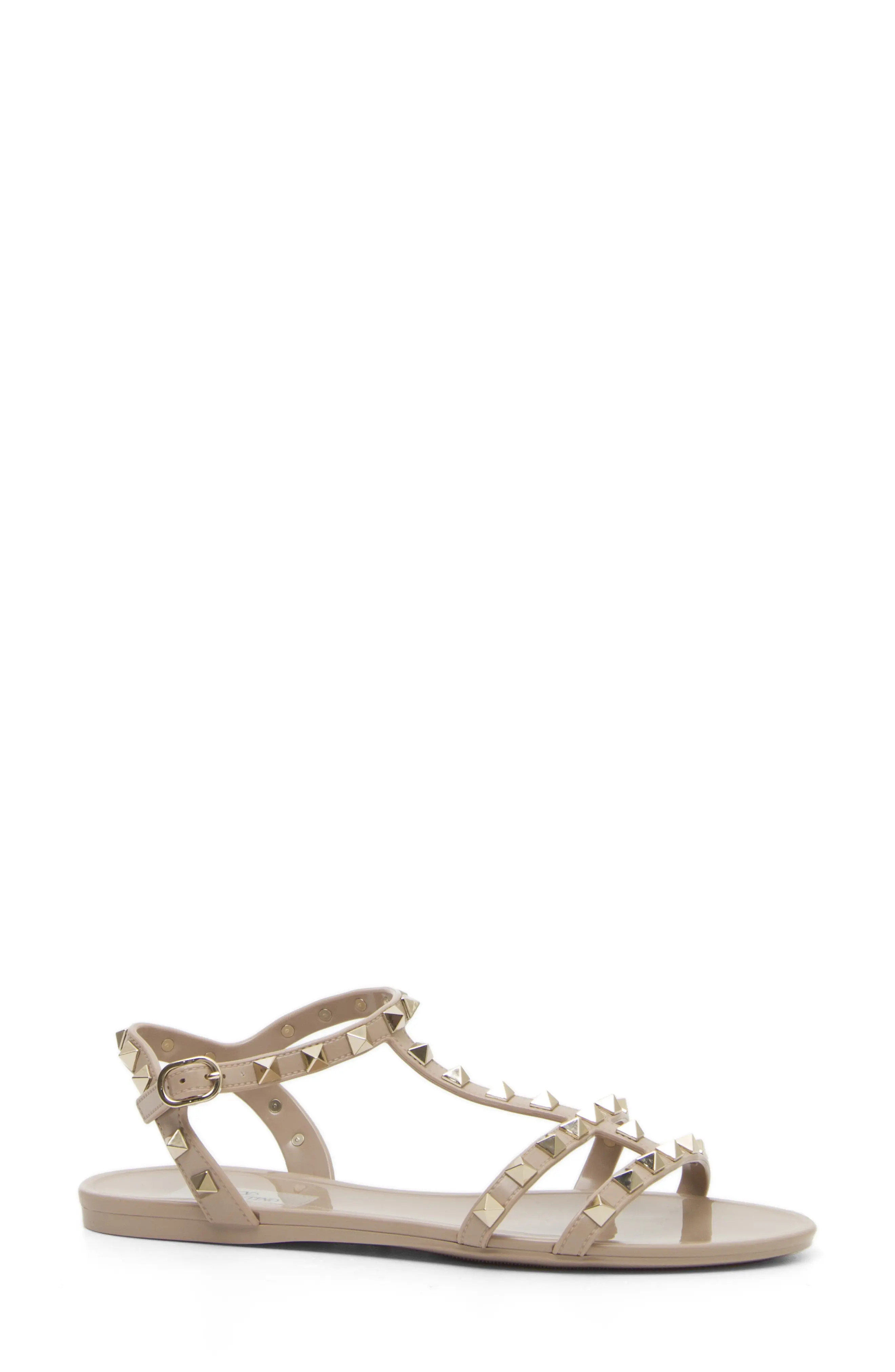 Women's Valentino Garavani Rockstud T-Strap Sandal, Size 5US / 35EU - Beige | Nordstrom