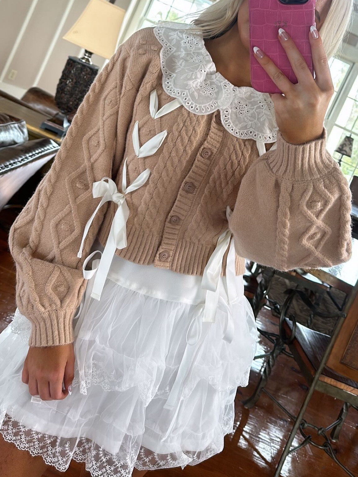 Cardigan is shophollyjs 🎀 
Linked the skirt!! 

#LTKSeasonal