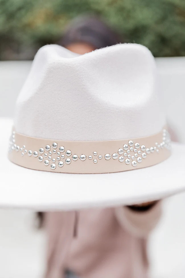 This Kiss Ivory Studded Band Fedora Hat | Pink Lily