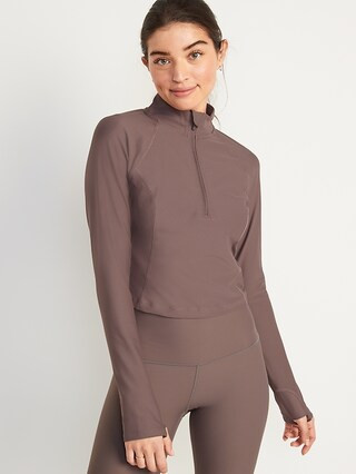 PowerSoft Cropped Quarter-Zip Performance Top for Women | Old Navy (CA)