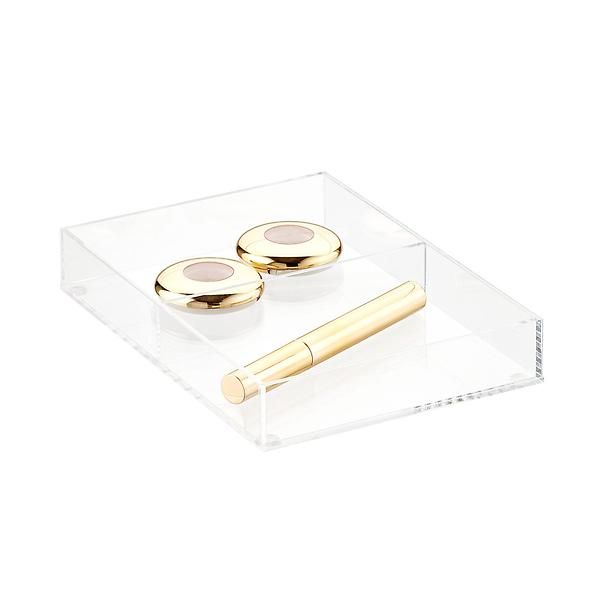 Luxe Acrylic Short 2-Section Divided Drawer Insert | The Container Store