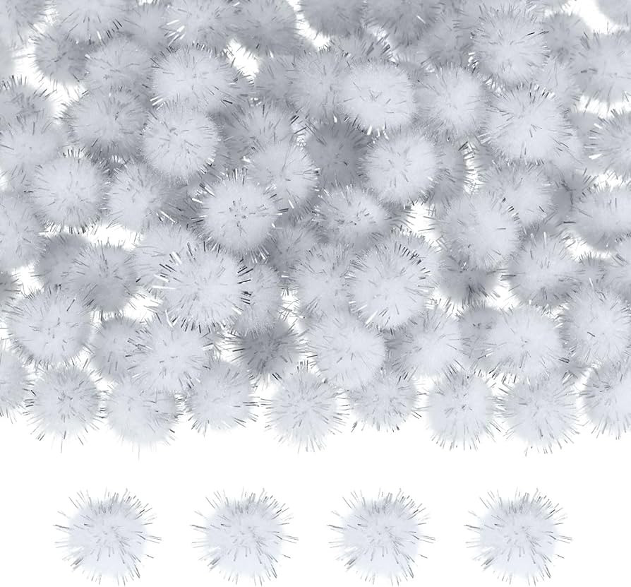 M METERXITY 100-Pack Glitter Pom Pom Balls, 0.6 in/1.5 cm Mini Tinsel Sparkle Balls for Arts/DIY ... | Amazon (US)