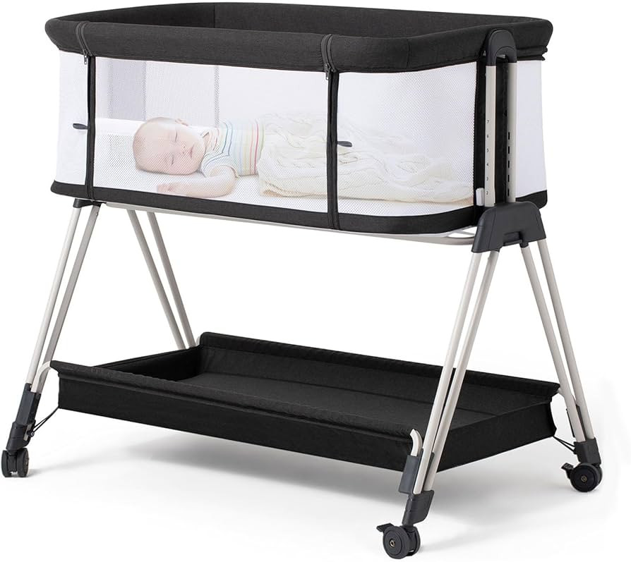 Fodoss Baby Bassinet Bedside Sleeper with Wheels and Storage Tray,4-Sided Mesh Bedside Bassinet f... | Amazon (US)