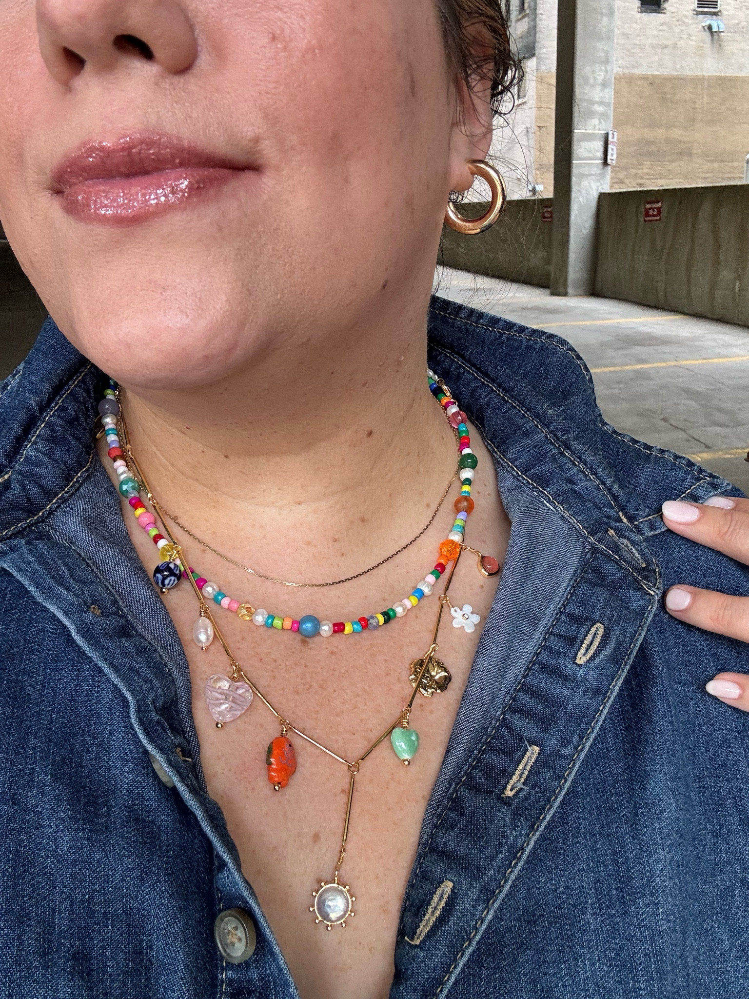 Jewelry:

1) the best hoops I have tried. 18k gold plated and very light for how heavy they look. 

2) J Brooks Jewelers x Courtney Grow Chan chain. The best necklace. Not commissionable, but you can google it. I rarely take it off. 

3) Etsy beaded necklace. I love it. You can customize the length. My neck is about 17" in circumference, and I did a 22"

4) Mignone Gavionne charm necklace. This was gifted to me by the brand but I love it. It's been sold out for a while, but looks like pre orders are open. I added about 6" in length to it by attaching a bracelet as an extender. 

Lips are Makeuo Forever lip liner in Forever Walnut and topped with Lawless lip plumping gloss in cherry vanilla  

#LTKPlusSize #LTKFindsUnder100 #LTKxNSale