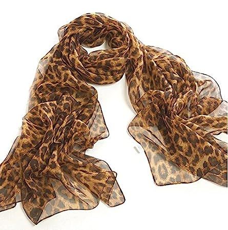 JOVANAS FASHION Leopard Animal Print Chiffon Scarf Wrap Stole Shawl (medium Brown) | Amazon (US)