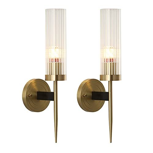 BOKT Modern Wall Sconce Mid-Century Clear with Crystal Cylindrical Lampshade Minimalist New Year ... | Amazon (US)