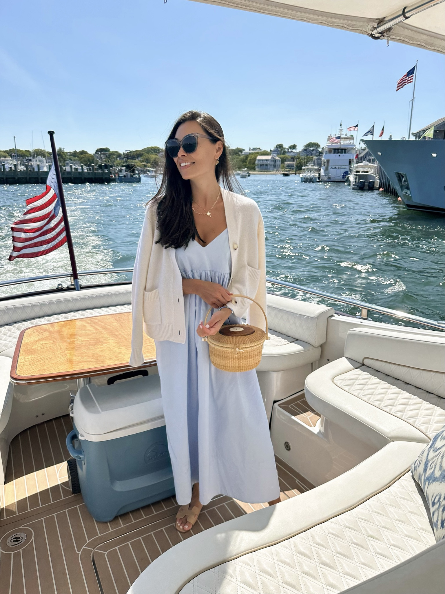 Spring outfit, cardigan, blue dress, Nantucket outfit. 

#LTKSeasonal #LTKTravel #LTKootd